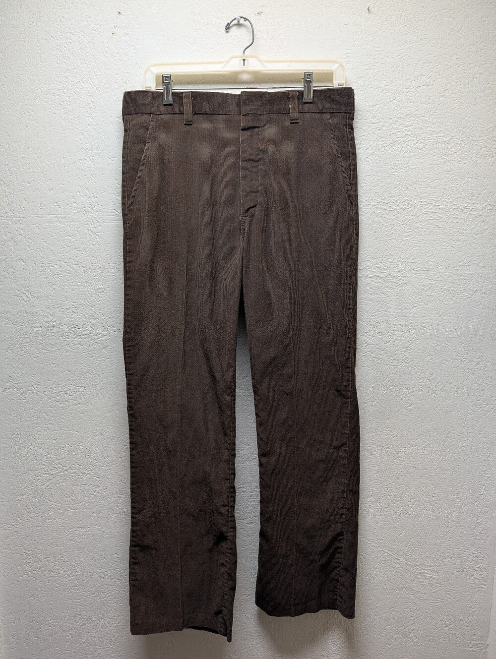Vintage 70s Brown Corduroy Pants Mens Straight Leg Talon Zipper Trousers Cords